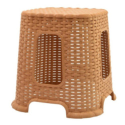 Taboret plastikowy 32cm Rattan beż/jasny brąz 2